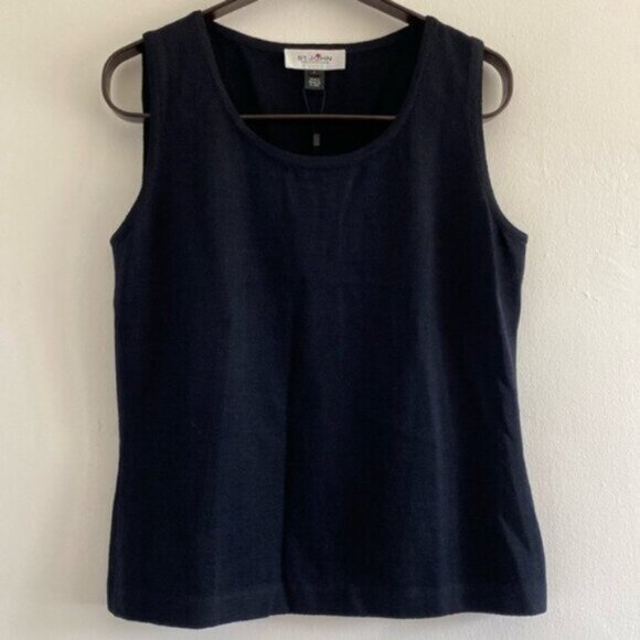 NWT St. John Collection Knit Shell Tank Womens Small Black Wool Blend MSRP $495 - Picture 1 of 13